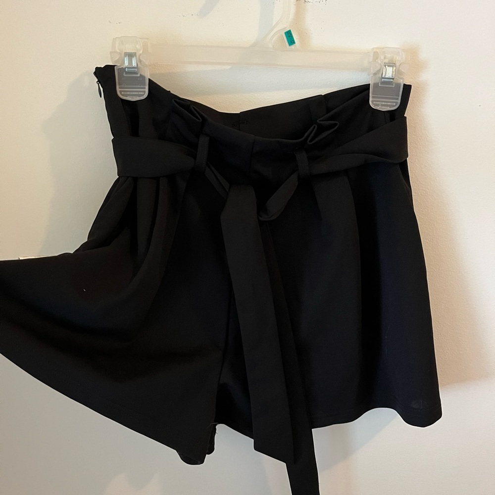 Black Zip Shorts with Tie